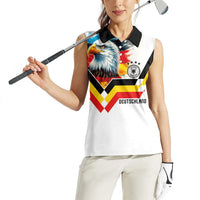 Custom Germany National Football Women Sleeveless Polo Shirt Deutschland Eagle Watercolor Splash Geometric Flag Stripe Pattern Art