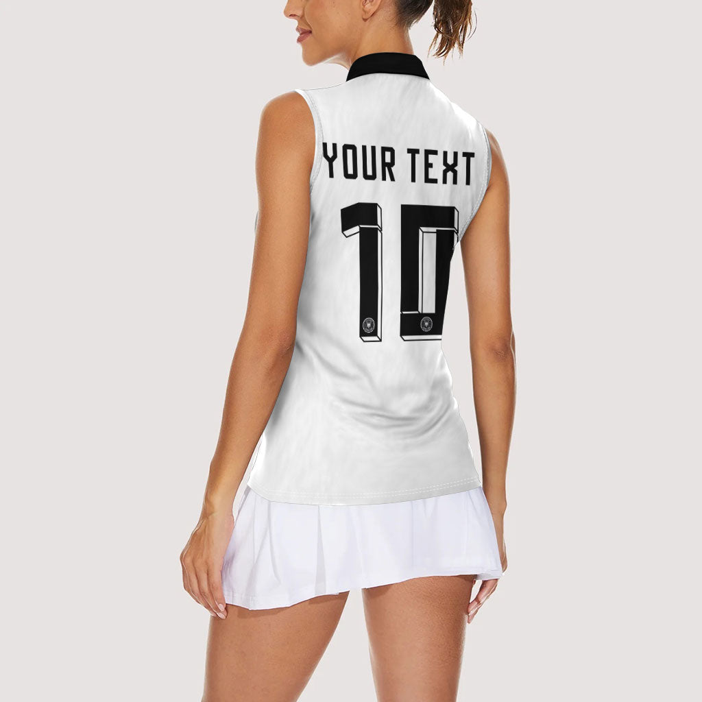 Custom Germany National Football Women Sleeveless Polo Shirt Deutschland Eagle Watercolor Splash Geometric Flag Stripe Pattern Art