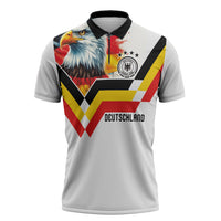 Custom Germany National Football Zipper Polo Shirt Deutschland Eagle Watercolor Splash Geometric Flag Stripe Pattern Art