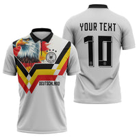 Custom Germany National Football Zipper Polo Shirt Deutschland Eagle Watercolor Splash Geometric Flag Stripe Pattern Art