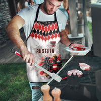 Austria National Football Apron Argyle Diamond Pattern with Eagle Watercolor Paint Splash Graphic Art