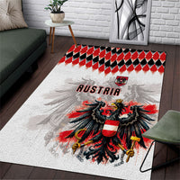 Austria National Football Area Rug Argyle Diamond Pattern with Eagle Watercolor Paint Splash Graphic Art