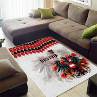 Austria National Football Area Rug Argyle Diamond Pattern with Eagle Watercolor Paint Splash Graphic Art