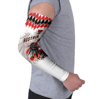 Custom Austria National Football Arm Sleeves Argyle Diamond Pattern with Eagle Watercolor Paint Splash Graphic Art