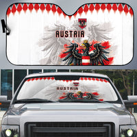 Austria National Football Auto Sun Shade Argyle Diamond Pattern with Eagle Watercolor Paint Splash Graphic Art