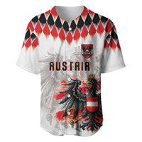 Custom Austria National Football Baseball Jersey Argyle Diamond Pattern with Eagle Watercolor Paint Splash Graphic Art