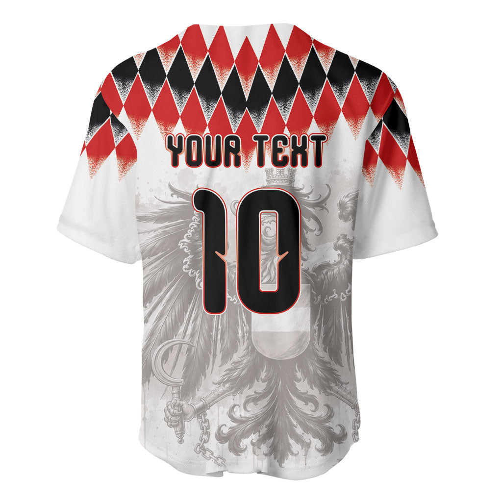 Custom Austria National Football Baseball Jersey Argyle Diamond Pattern with Eagle Watercolor Paint Splash Graphic Art