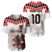 Custom Austria National Football Baseball Jersey Argyle Diamond Pattern with Eagle Watercolor Paint Splash Graphic Art