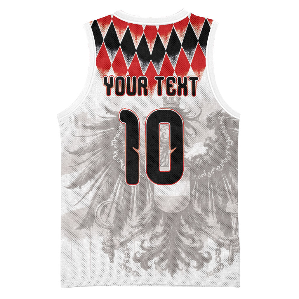 Custom Austria National Football Basketball Jersey Argyle Diamond Pattern with Eagle Watercolor Paint Splash Graphic Art