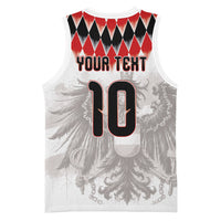 Custom Austria National Football Basketball Jersey Argyle Diamond Pattern with Eagle Watercolor Paint Splash Graphic Art