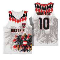 Custom Austria National Football Basketball Jersey Argyle Diamond Pattern with Eagle Watercolor Paint Splash Graphic Art