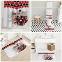 Austria National Football Bathroom Set Argyle Diamond Pattern with Eagle Watercolor Paint Splash Graphic Art