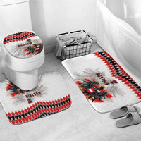 Austria National Football Bathroom Set Argyle Diamond Pattern with Eagle Watercolor Paint Splash Graphic Art