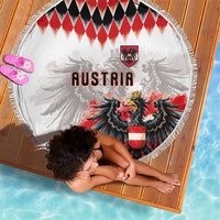 Austria National Football Beach Blanket Argyle Diamond Pattern with Eagle Watercolor Paint Splash Graphic Art