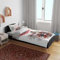 Austria National Football Bedding Set Argyle Diamond Pattern with Eagle Watercolor Paint Splash Graphic Art