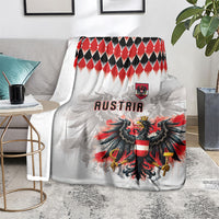 Austria National Football Blanket Argyle Diamond Pattern with Eagle Watercolor Paint Splash Graphic Art
