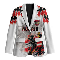 Custom Austria National Football Blazer Argyle Diamond Pattern with Eagle Watercolor Paint Splash Graphic Art