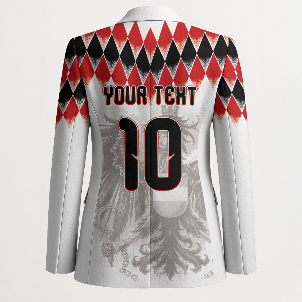 Custom Austria National Football Blazer Argyle Diamond Pattern with Eagle Watercolor Paint Splash Graphic Art