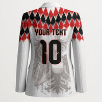 Custom Austria National Football Blazer Argyle Diamond Pattern with Eagle Watercolor Paint Splash Graphic Art