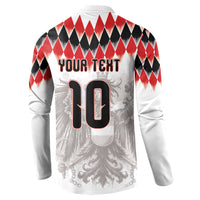 Custom Austria National Football Button Sweatshirt Argyle Diamond Pattern with Eagle Watercolor Paint Splash Graphic Art