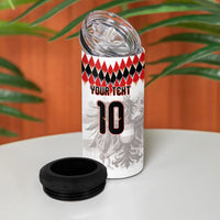 Custom Austria National Football 4 in 1 Can Cooler Tumbler Argyle Diamond Pattern with Eagle Watercolor Paint Splash Graphic Art