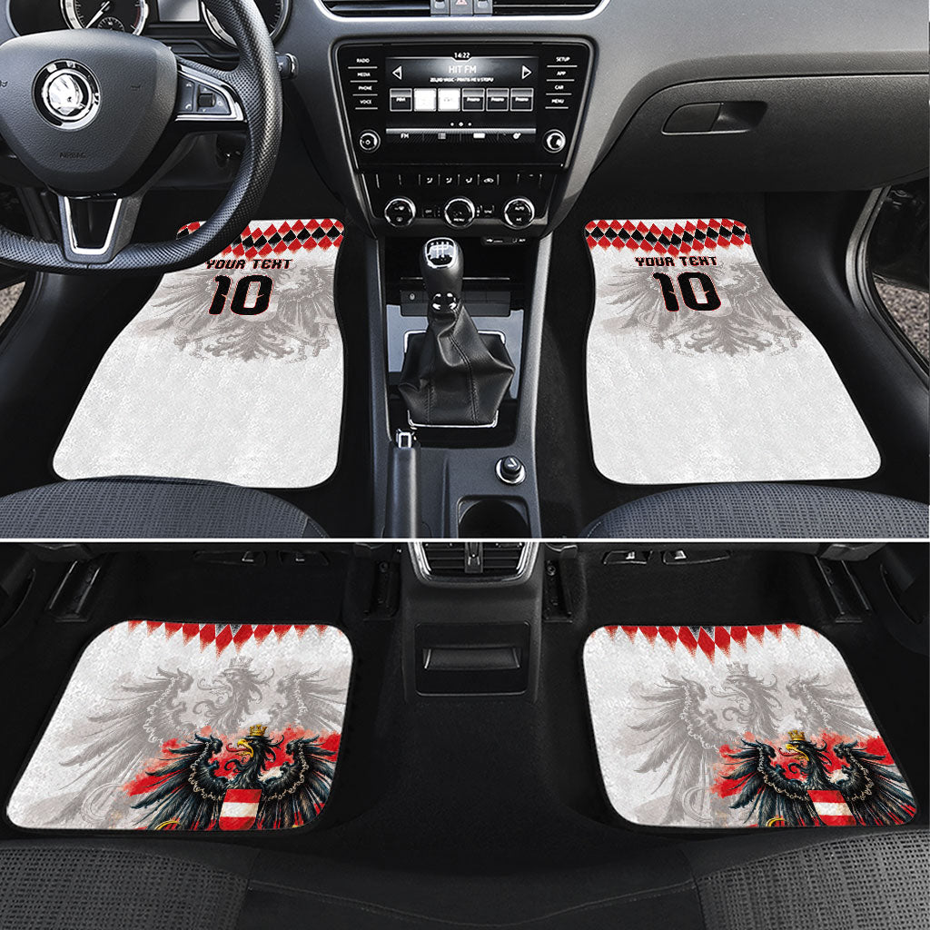 Custom Austria National Football Car Mats Argyle Diamond Pattern with Eagle Watercolor Paint Splash Graphic Art