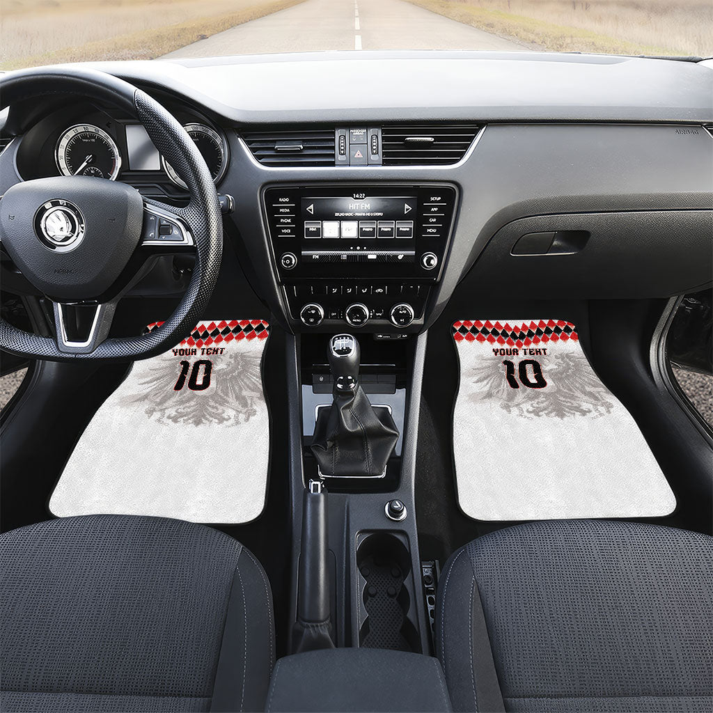 Custom Austria National Football Car Mats Argyle Diamond Pattern with Eagle Watercolor Paint Splash Graphic Art