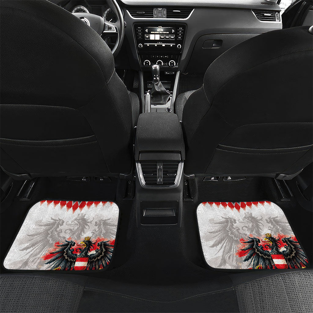 Custom Austria National Football Car Mats Argyle Diamond Pattern with Eagle Watercolor Paint Splash Graphic Art