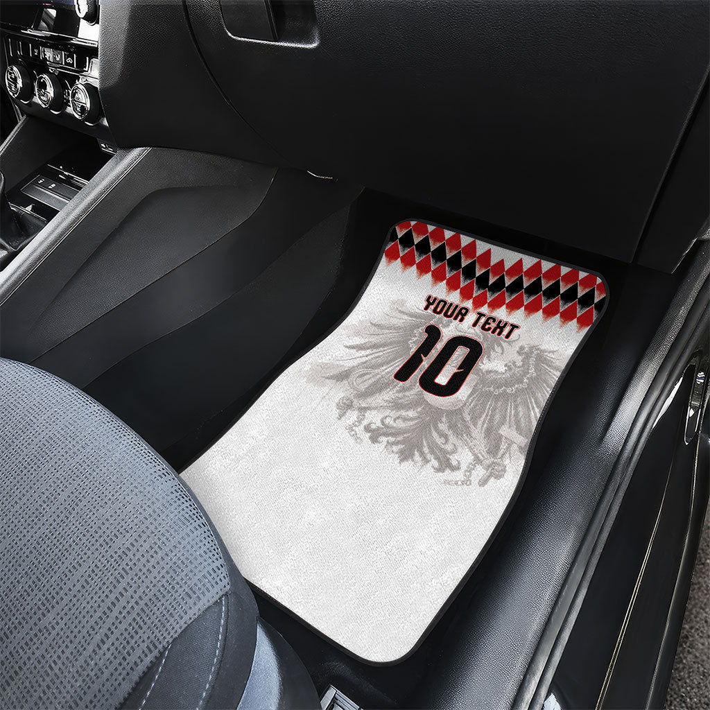 Custom Austria National Football Car Mats Argyle Diamond Pattern with Eagle Watercolor Paint Splash Graphic Art