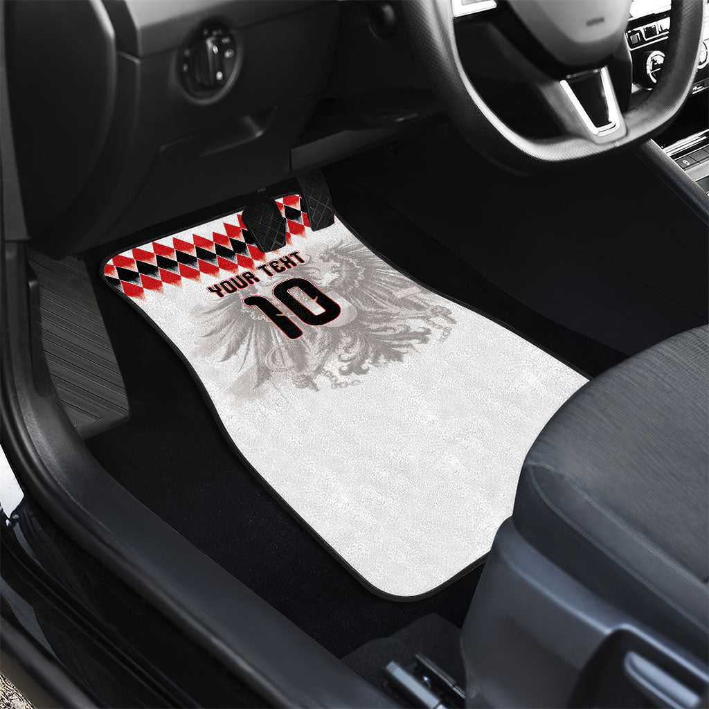 Custom Austria National Football Car Mats Argyle Diamond Pattern with Eagle Watercolor Paint Splash Graphic Art