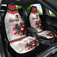 Austria National Football Car Seat Cover Argyle Diamond Pattern with Eagle Watercolor Paint Splash Graphic Art