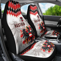 Austria National Football Car Seat Cover Argyle Diamond Pattern with Eagle Watercolor Paint Splash Graphic Art