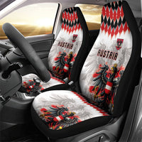 Austria National Football Car Seat Cover Argyle Diamond Pattern with Eagle Watercolor Paint Splash Graphic Art