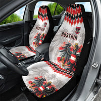 Austria National Football Car Seat Cover Argyle Diamond Pattern with Eagle Watercolor Paint Splash Graphic Art