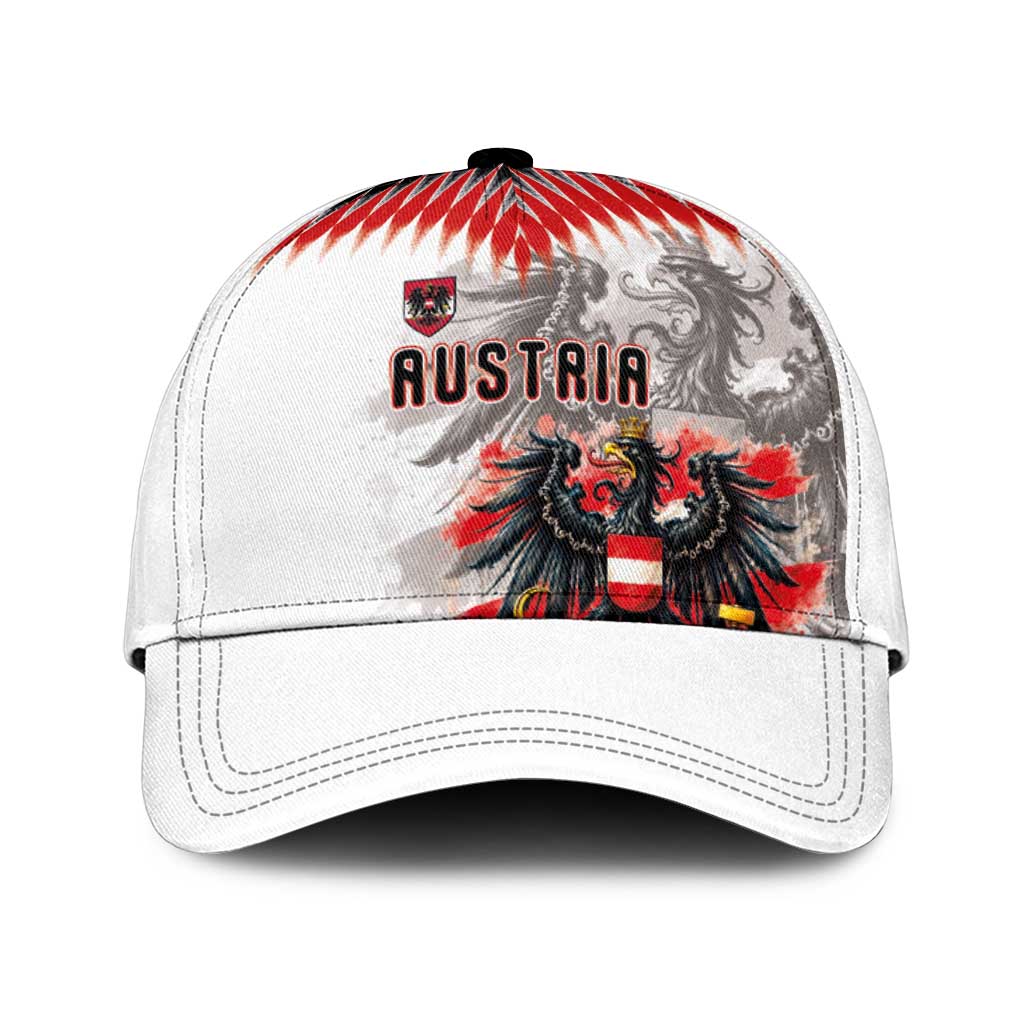 Austria National Football Classic Cap Argyle Diamond Pattern with Eagle Watercolor Paint Splash Graphic Art