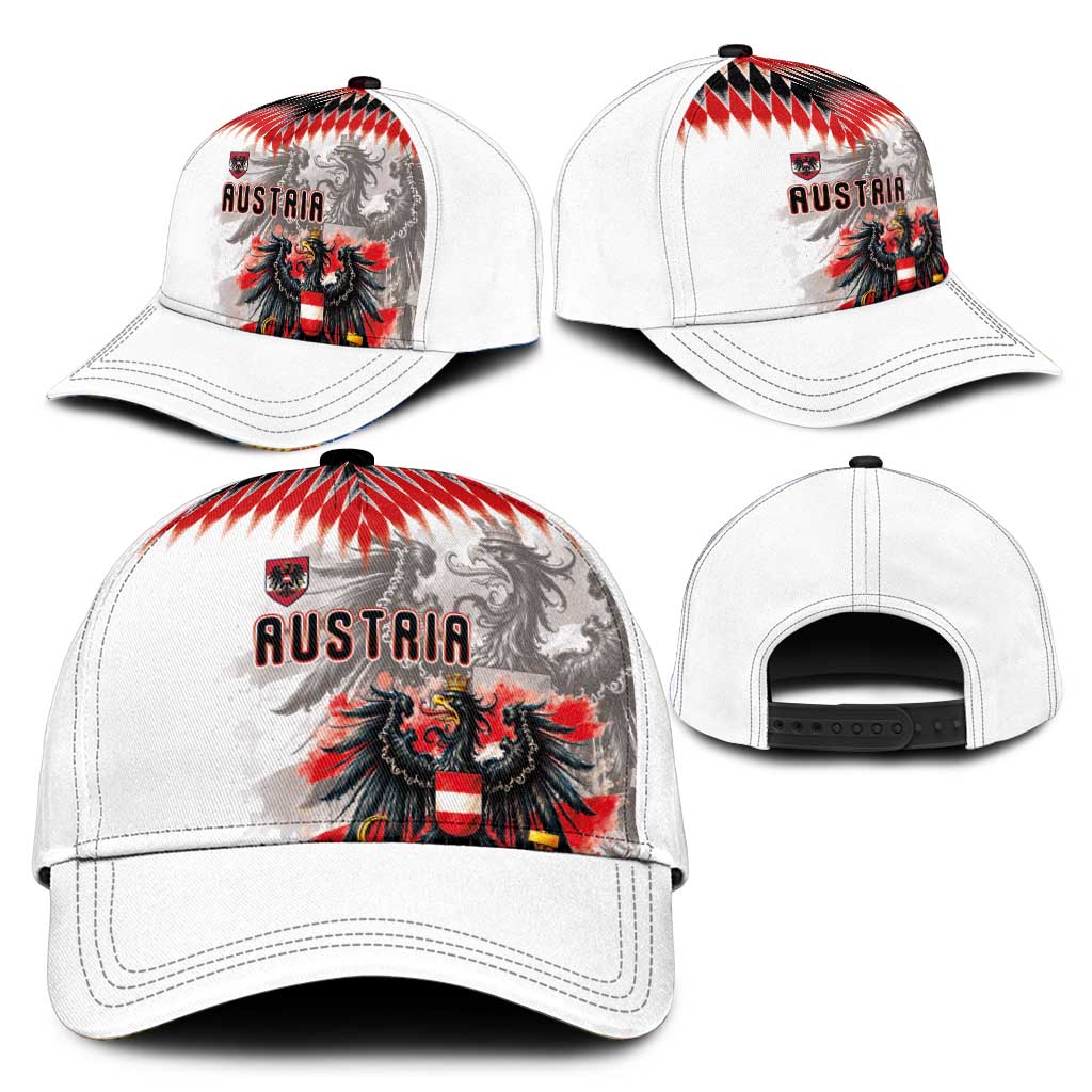 Austria National Football Classic Cap Argyle Diamond Pattern with Eagle Watercolor Paint Splash Graphic Art