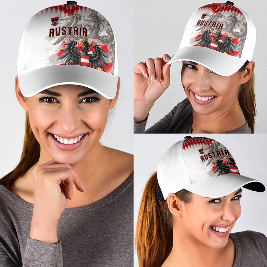 Austria National Football Classic Cap Argyle Diamond Pattern with Eagle Watercolor Paint Splash Graphic Art