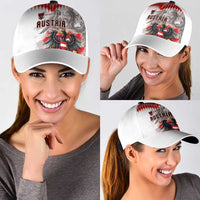Austria National Football Classic Cap Argyle Diamond Pattern with Eagle Watercolor Paint Splash Graphic Art