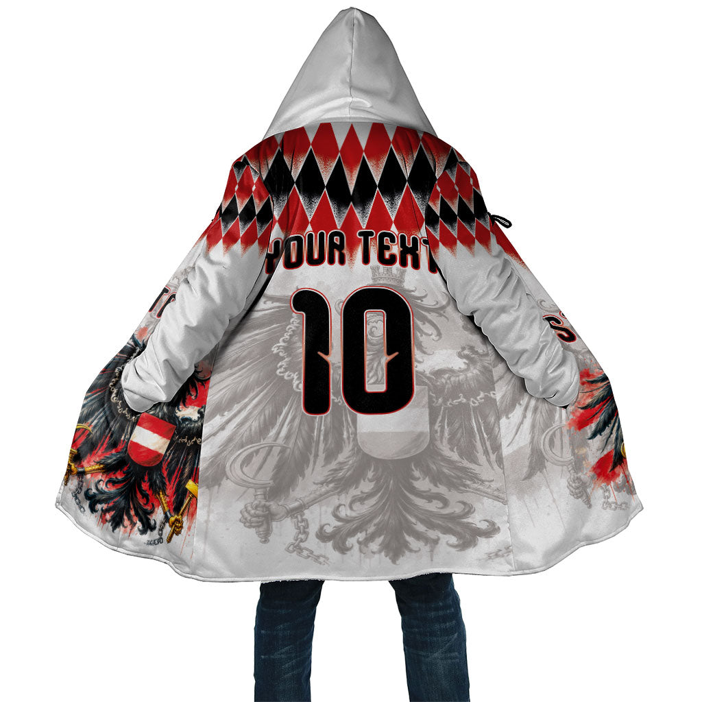 Custom Austria National Football Cloak Argyle Diamond Pattern with Eagle Watercolor Paint Splash Graphic Art