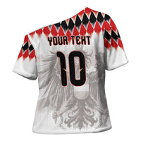 Custom Austria National Football Cross Shoulder Shirt Argyle Diamond Pattern with Eagle Watercolor Paint Splash Graphic Art