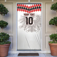 Custom Austria National Football Door Cover Argyle Diamond Pattern with Eagle Watercolor Paint Splash Graphic Art