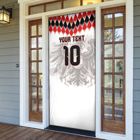 Custom Austria National Football Door Cover Argyle Diamond Pattern with Eagle Watercolor Paint Splash Graphic Art