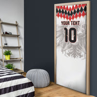 Custom Austria National Football Door Cover Argyle Diamond Pattern with Eagle Watercolor Paint Splash Graphic Art
