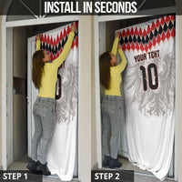 Custom Austria National Football Door Cover Argyle Diamond Pattern with Eagle Watercolor Paint Splash Graphic Art