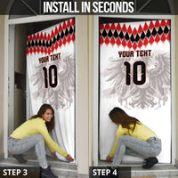 Custom Austria National Football Door Cover Argyle Diamond Pattern with Eagle Watercolor Paint Splash Graphic Art