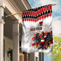 Austria National Football Garden Flag Argyle Diamond Pattern with Eagle Watercolor Paint Splash Graphic Art