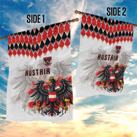 Austria National Football Garden Flag Argyle Diamond Pattern with Eagle Watercolor Paint Splash Graphic Art