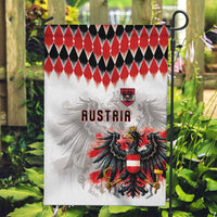 Austria National Football Garden Flag Argyle Diamond Pattern with Eagle Watercolor Paint Splash Graphic Art