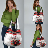 Austria National Football Grocery Bag Argyle Diamond Pattern with Eagle Watercolor Paint Splash Graphic Art