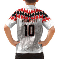 Custom Austria National Football Hawaiian Shirt Argyle Diamond Pattern with Eagle Watercolor Paint Splash Graphic Art
